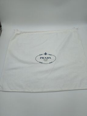 PRADA Large Cotton Drawstring Dust Bag White Blue Milano Storage Cover 23x19 EUC